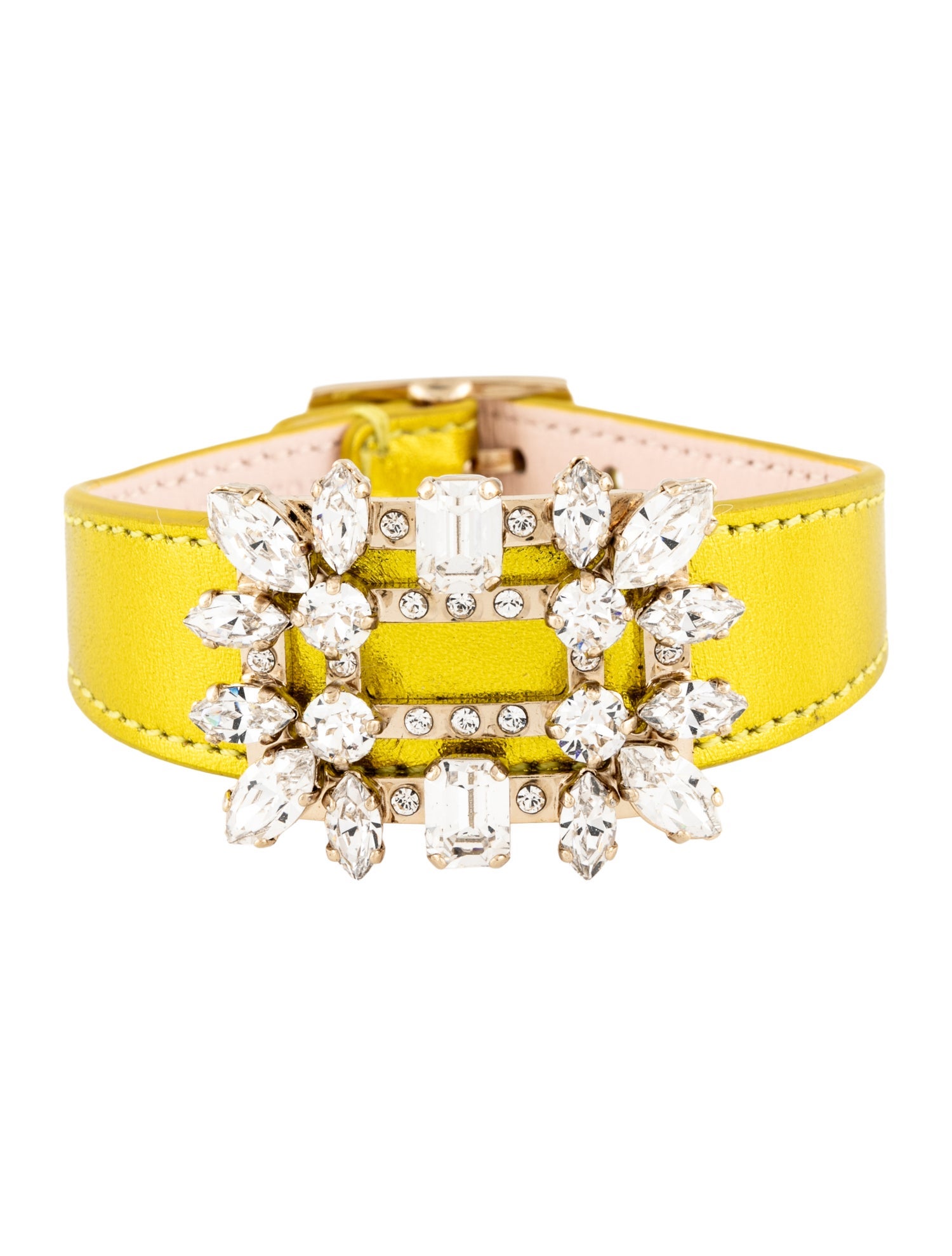 Roger Vivier Crystal & Leather Wrap Bracelet