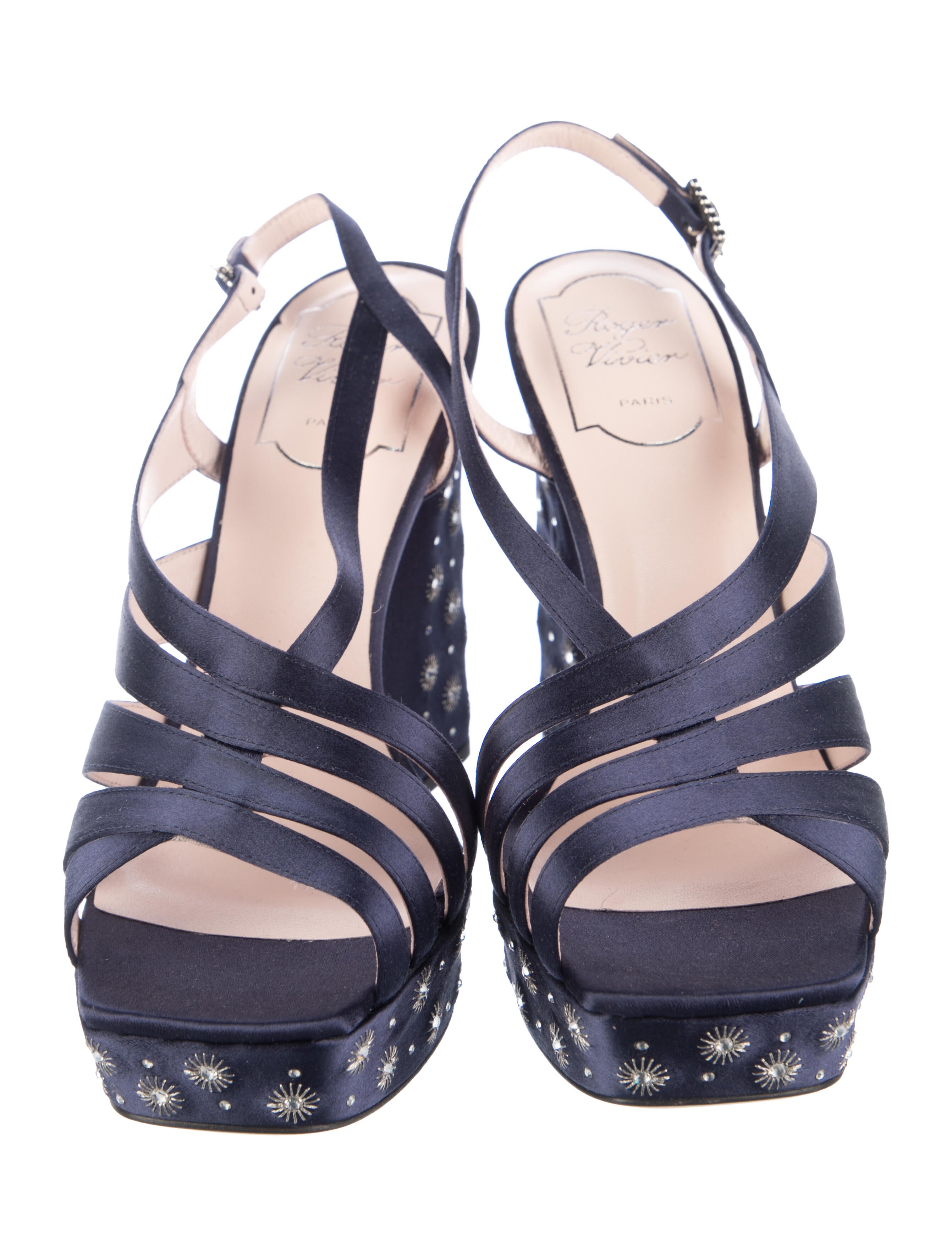 Roger Vivier Satin Crystal Embellishments Sandals - Blue Sandals