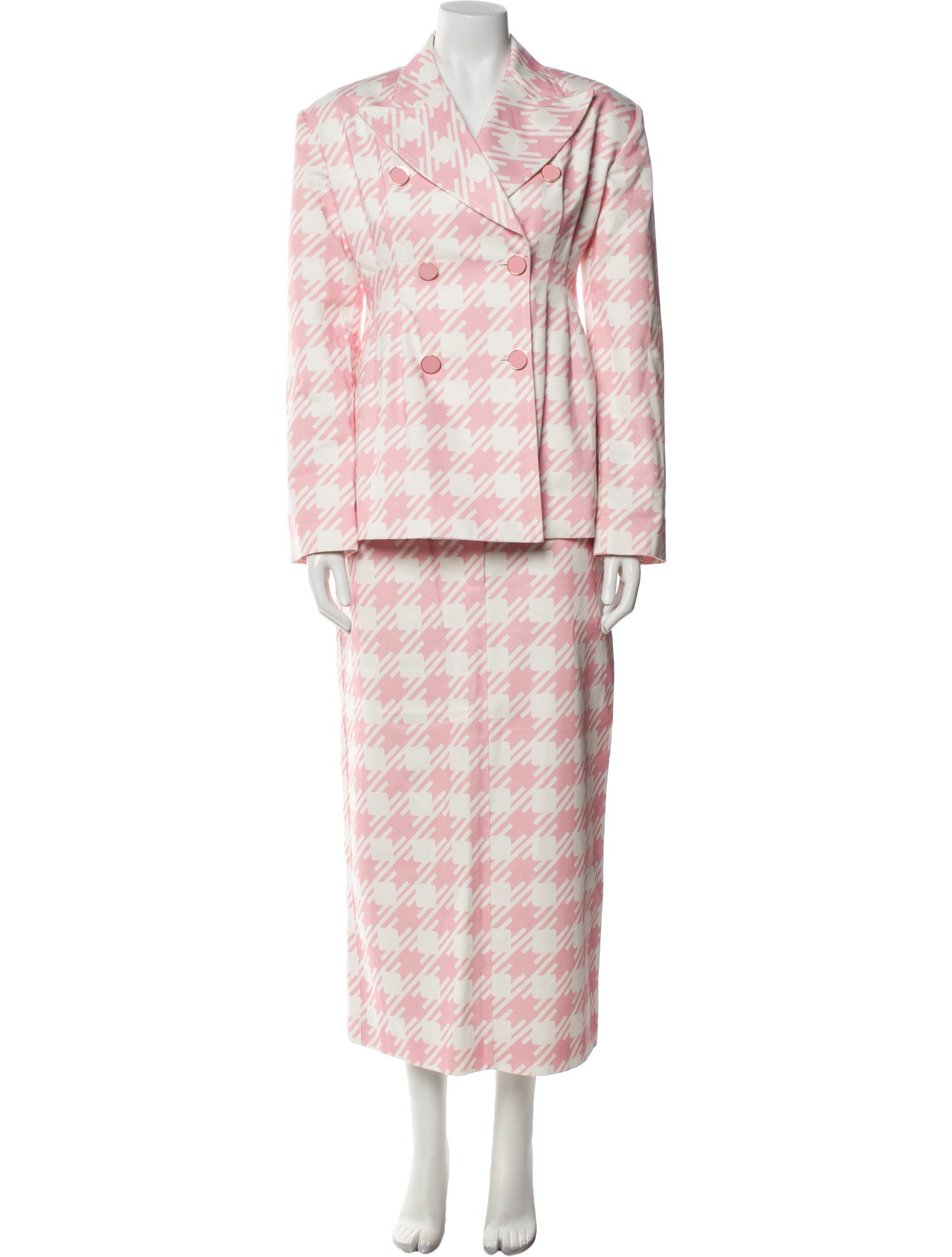Rowen Rose Plaid Print Skirt Suit