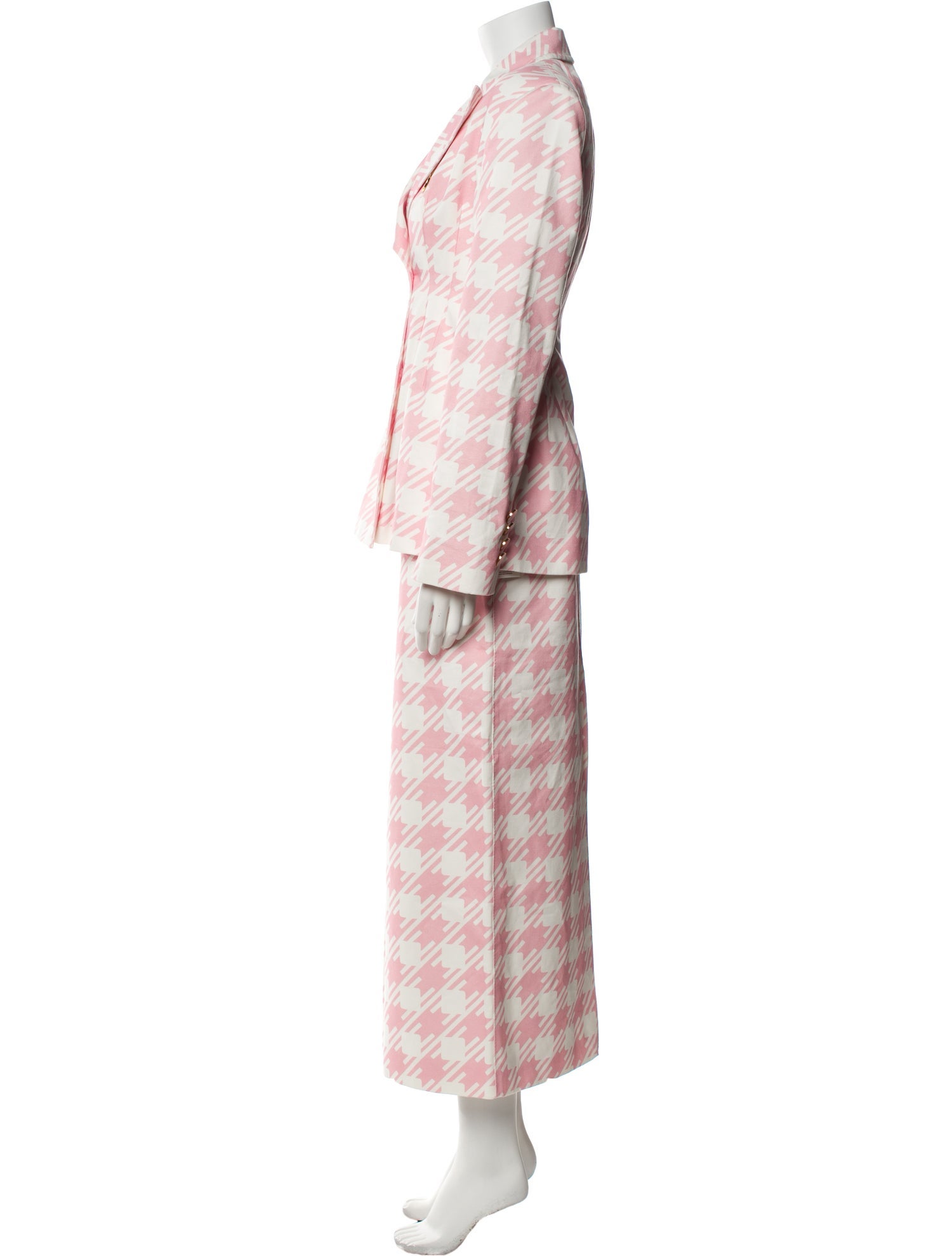 Rowen Rose Plaid Print Skirt Suit