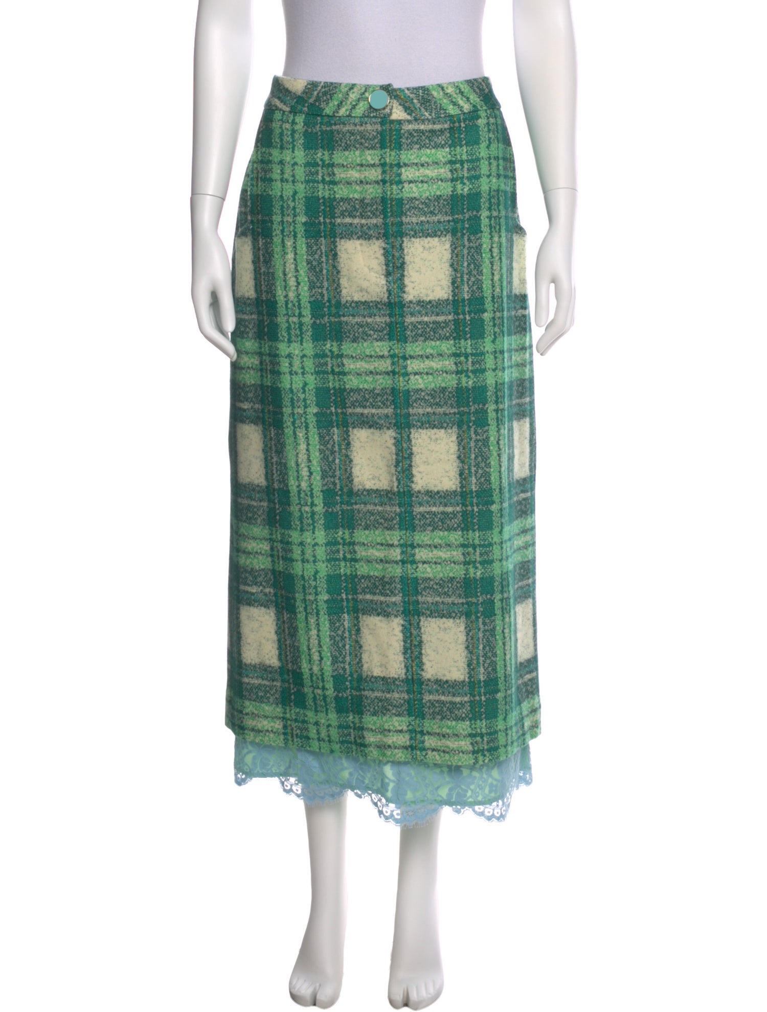 Rowen Rose Virgin Wool Midi Length Skirt