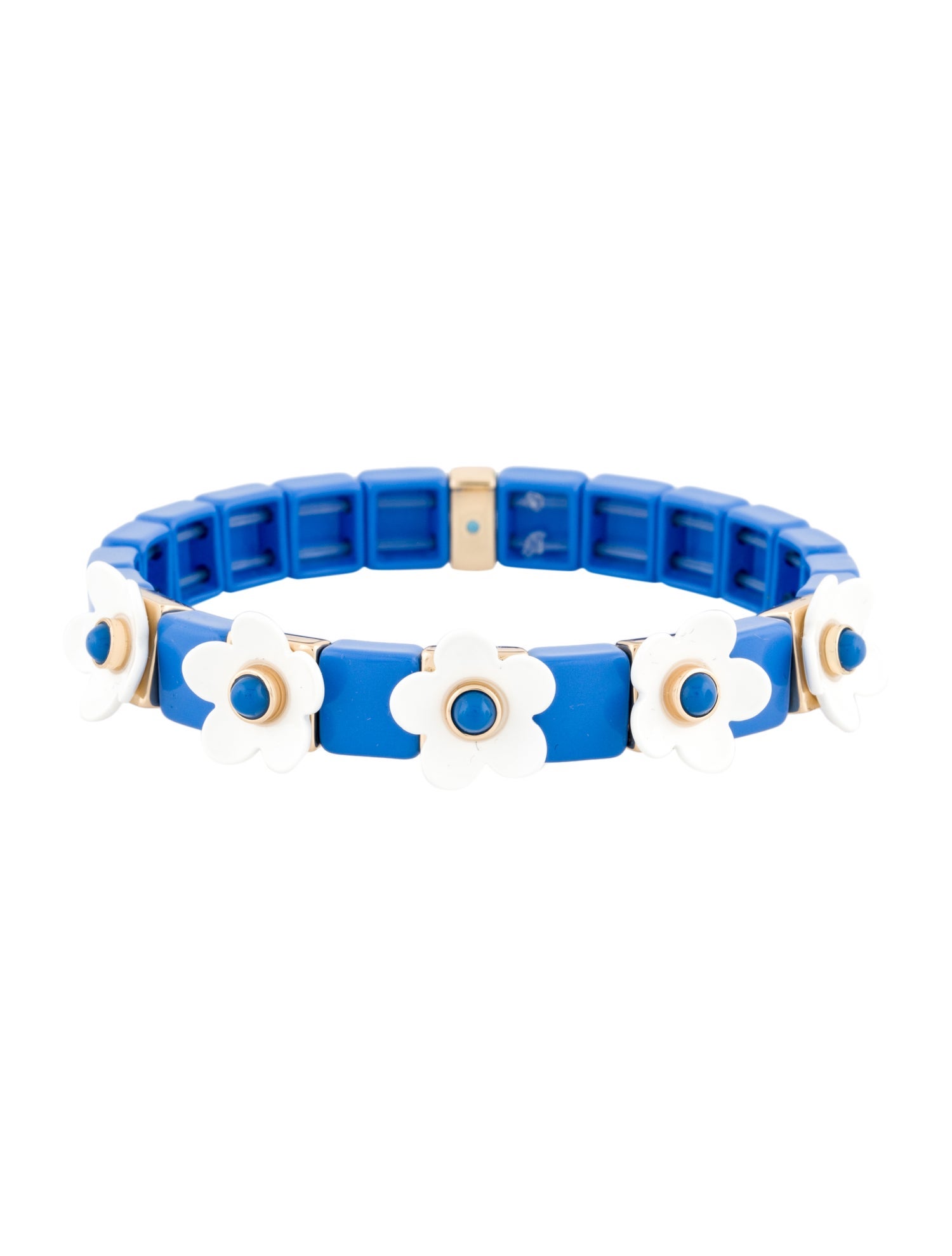 Roxanne Assoulin Camellia Flower Bracelet - Blue, Gold-Tone