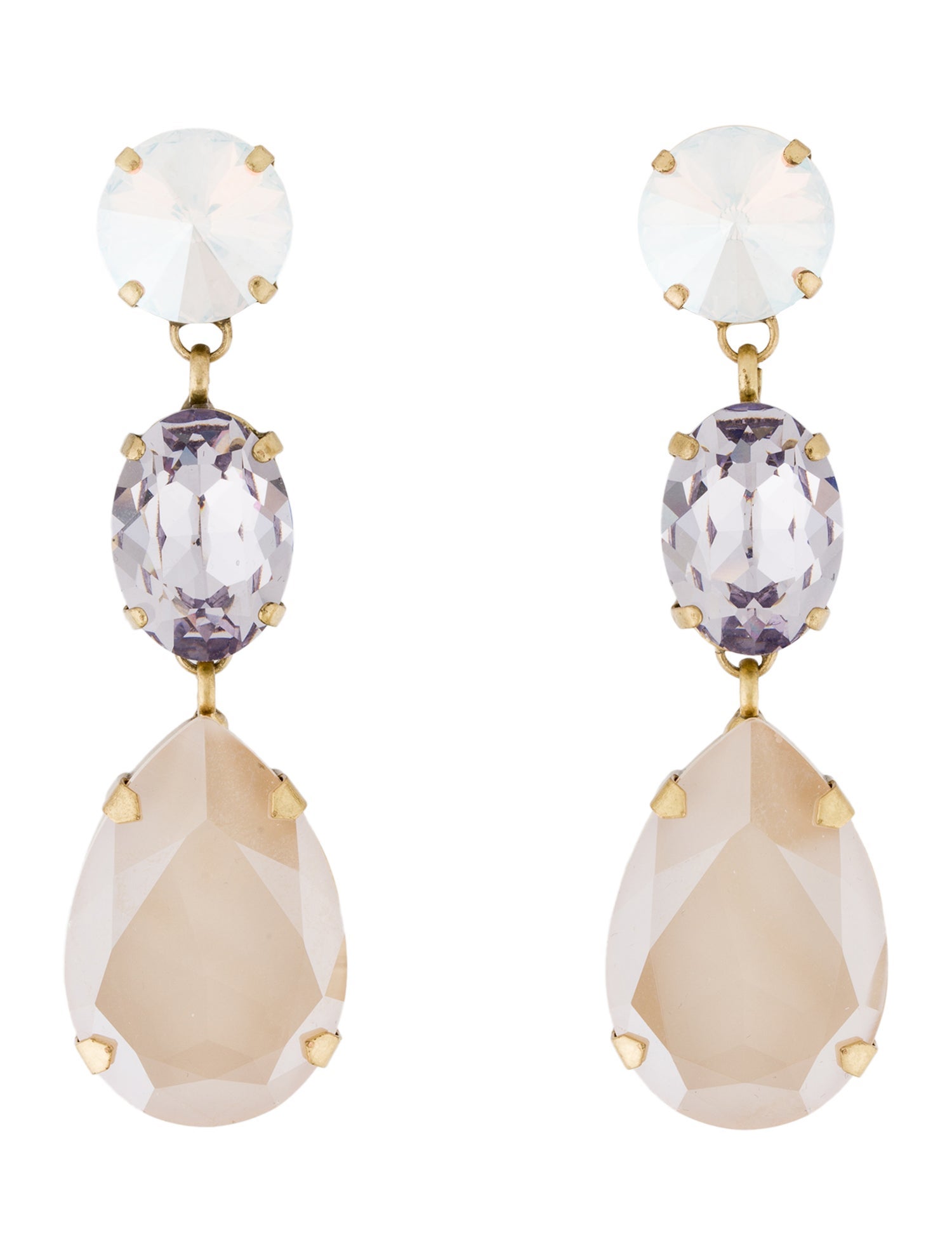 【ROXANNE ASSOULIN】Drop gold-tone crystal clip earrings Roxanne Assoulin Crystal Drop Earrings - Gold-Tone Metal