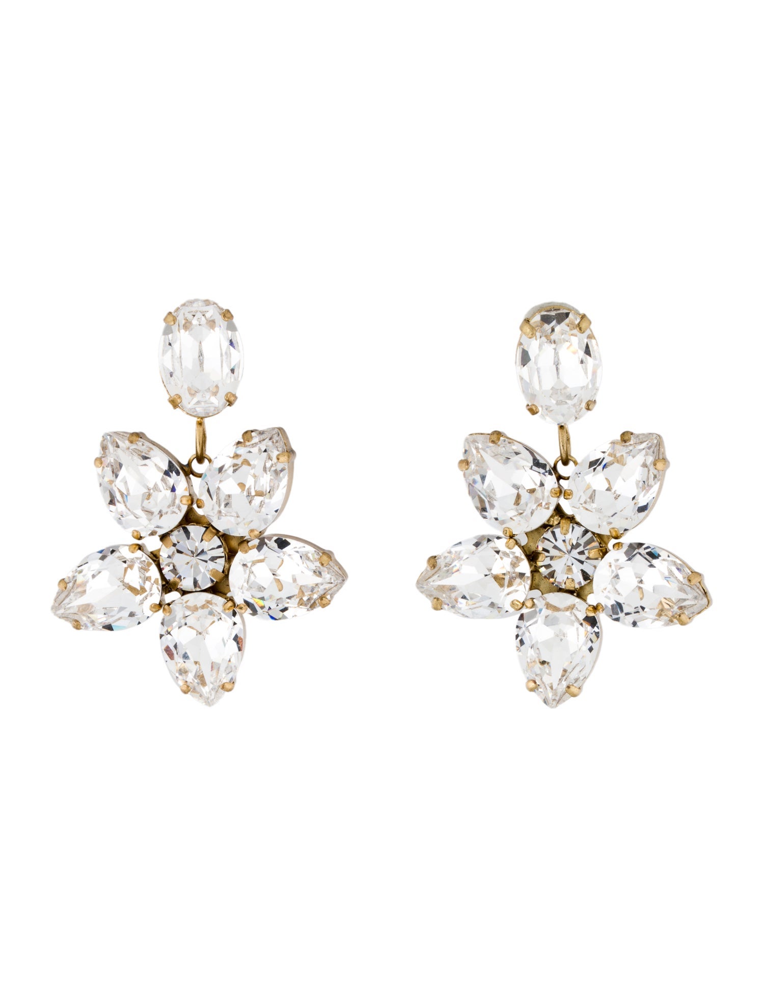 【ROXANNE ASSOULIN】Drop gold-tone crystal clip earrings Roxanne Assoulin Crystal Drop Earrings - Gold-Tone Metal