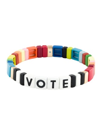 Roxanne Assoulin Enamel 'VOTE' Stretch Beaded Bracelet