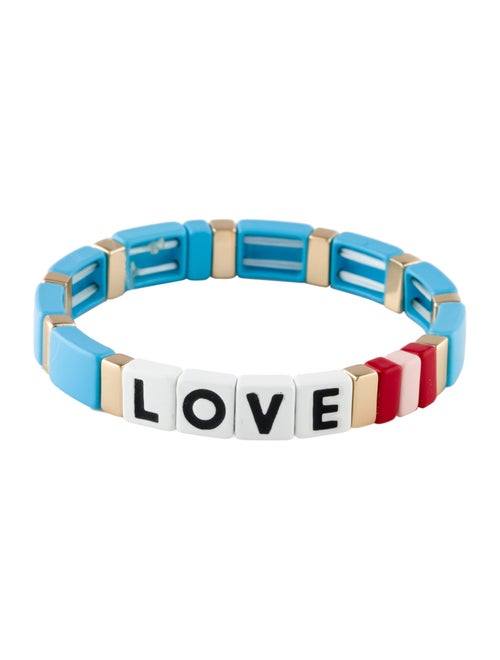 Roxanne Assoulin Enamel Custom " LOVE" Stretch Bangle Bracelet