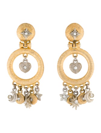 Roxanne Assoulin Crystal Drop Clip-On Hoop Earrings