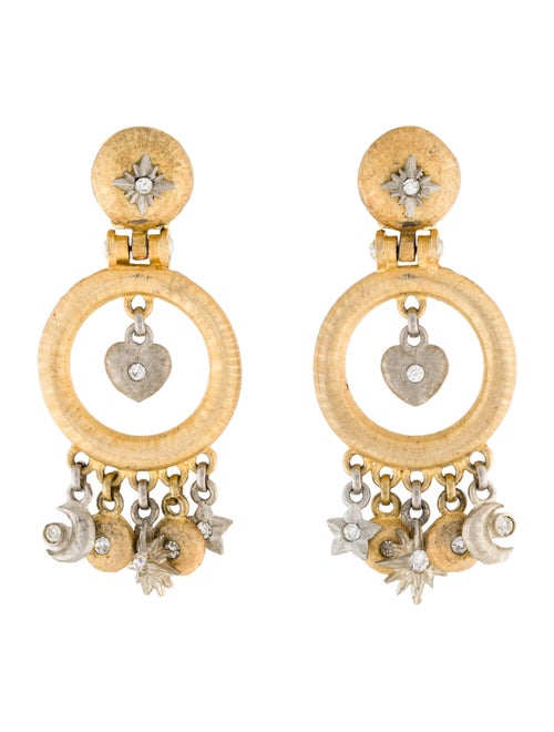 Roxanne Assoulin Crystal Drop Clip-On Hoop Earrings
