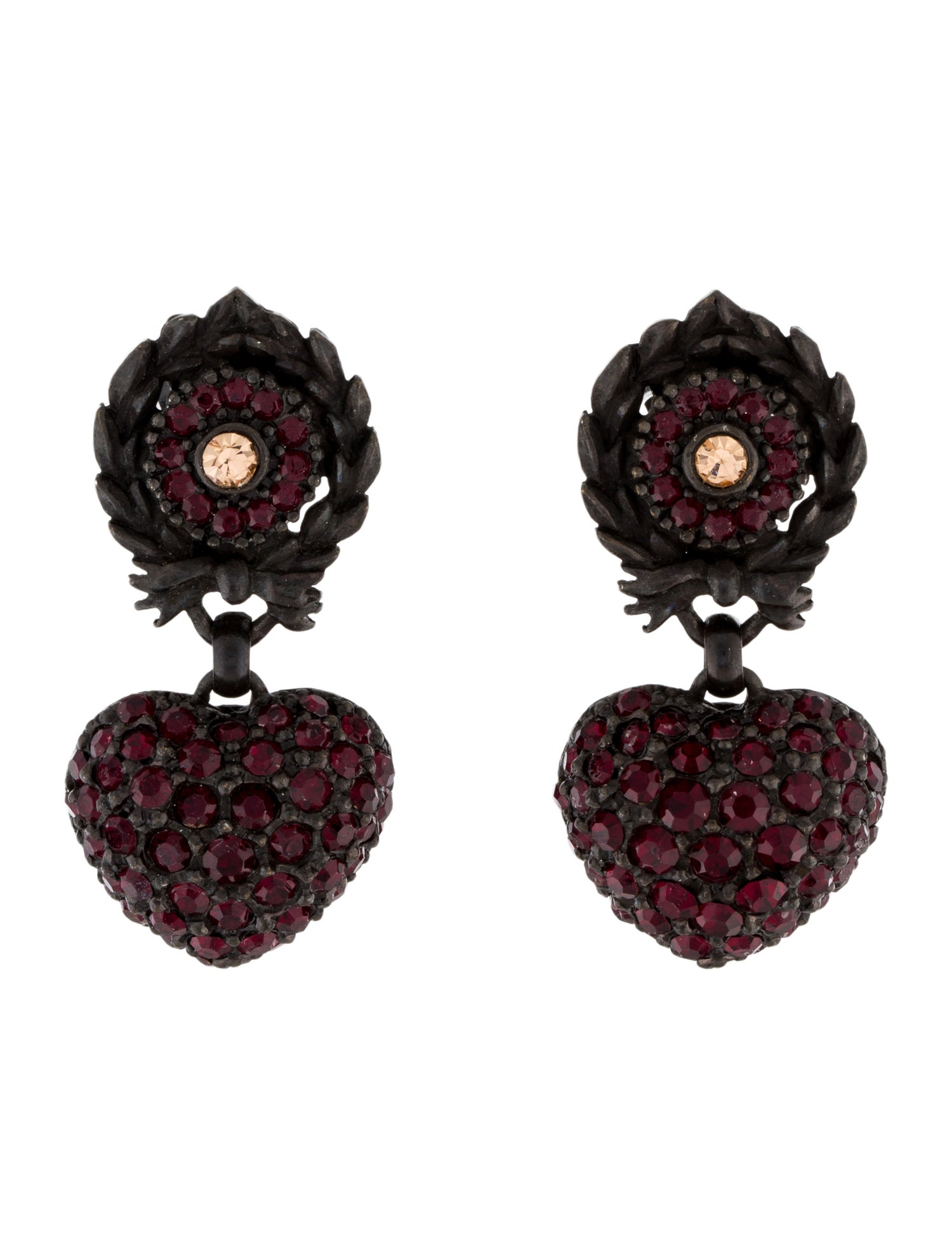 Roxanne Assoulin Crystal Heart Drop Clip-On Earrings
