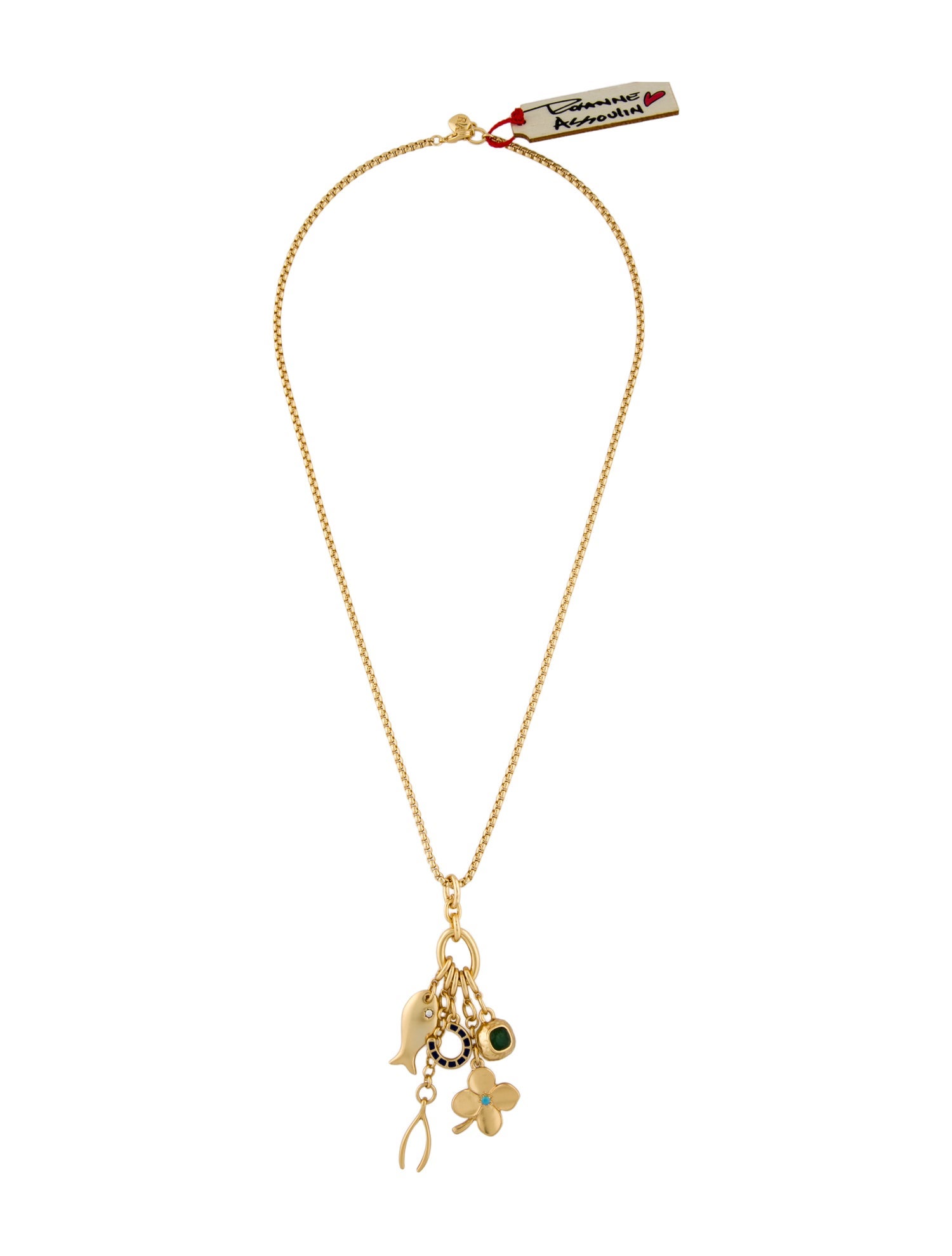 Roxanne Assoulin Cubic Zirconia & Enamel Buona Fortuna Charm Pendant Necklace