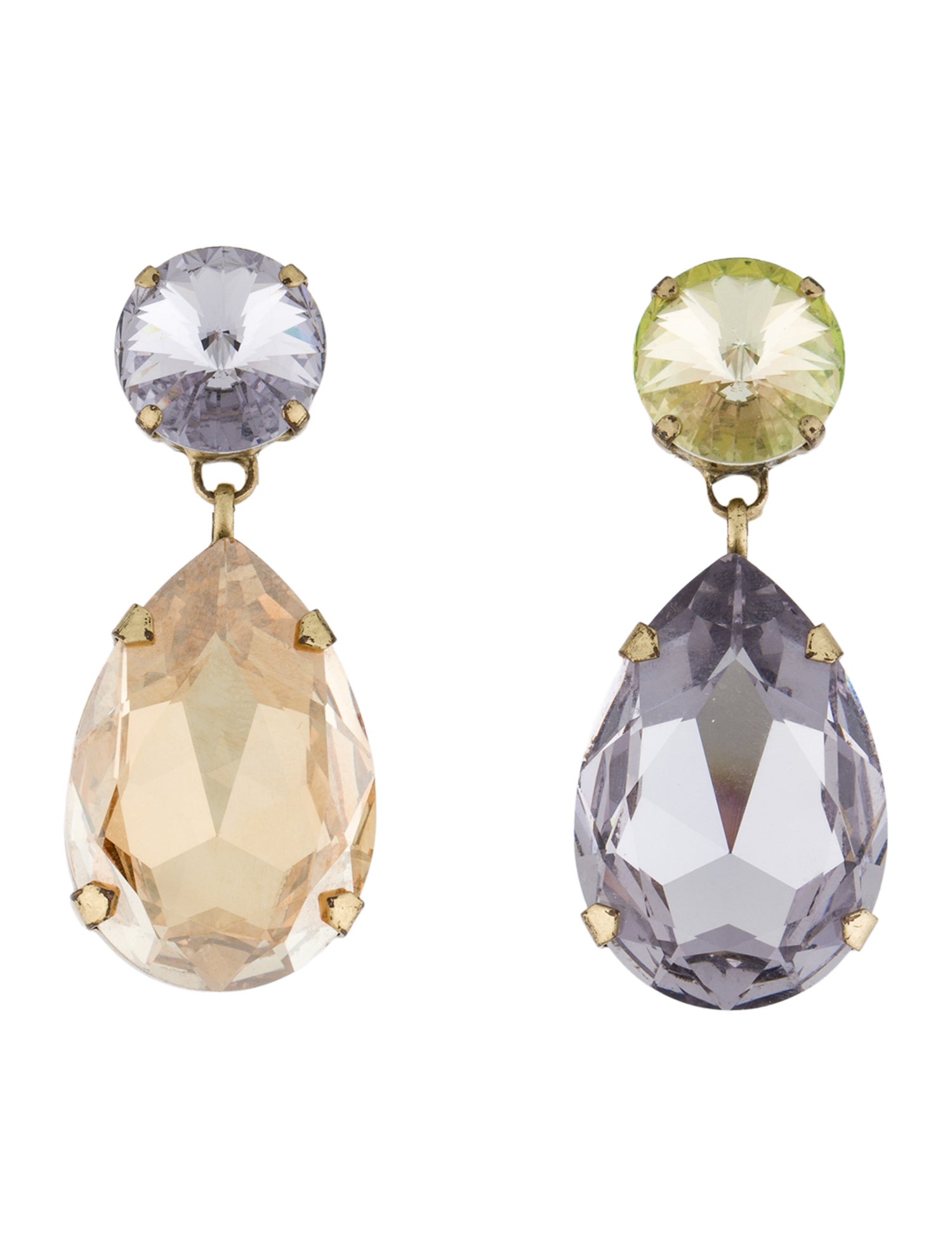 Roxanne Assoulin Crystal Mismatch Clip On Drop Earrings