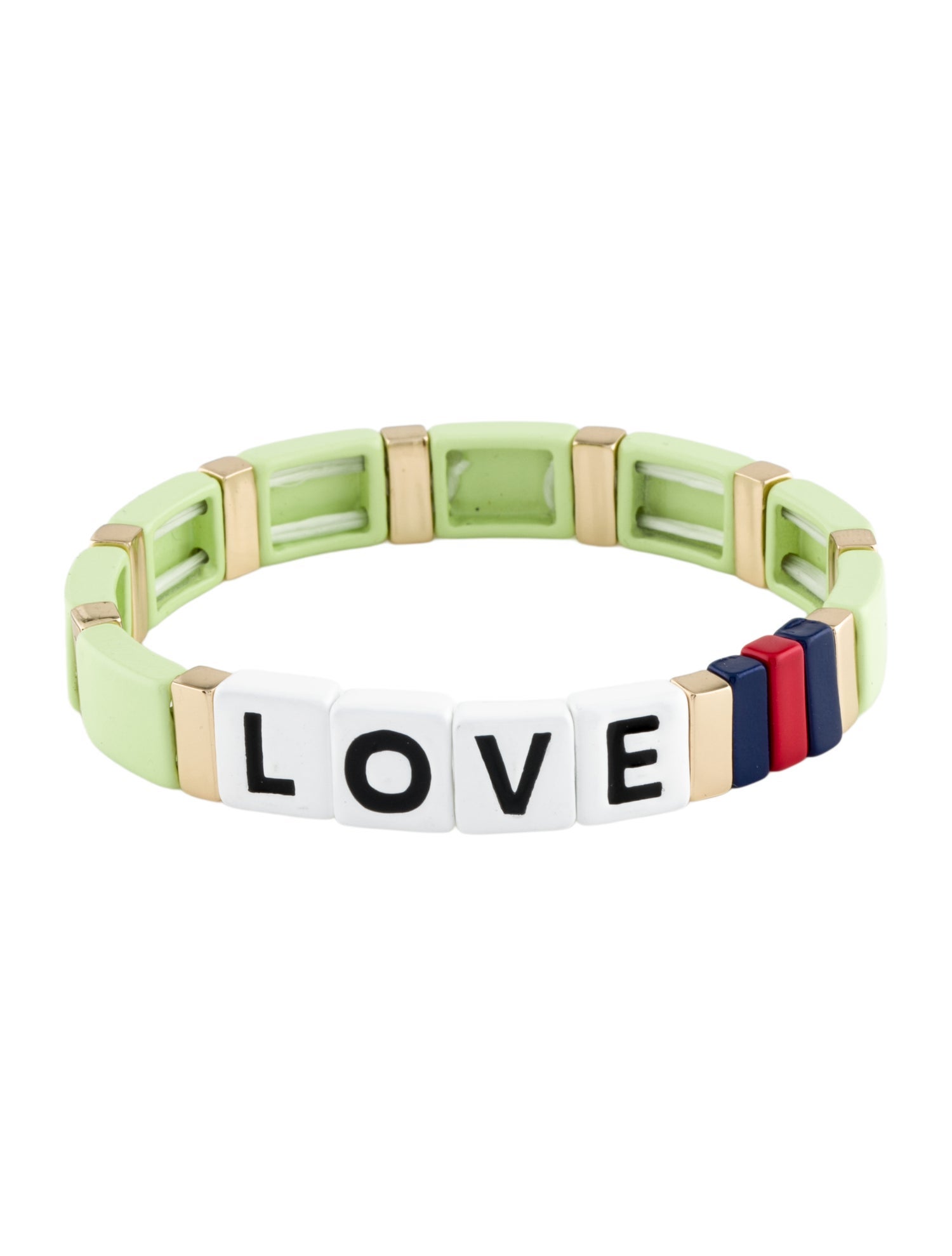 Roxanne Assoulin Enamel Custom " LOVE" Stretch Bangle Bracelet