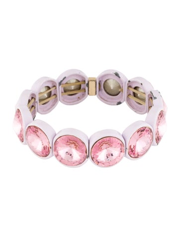 Pre-owned Roxanne Assoulin Crystal Hip-hop But Not Bracelet, 6.75" In Pink