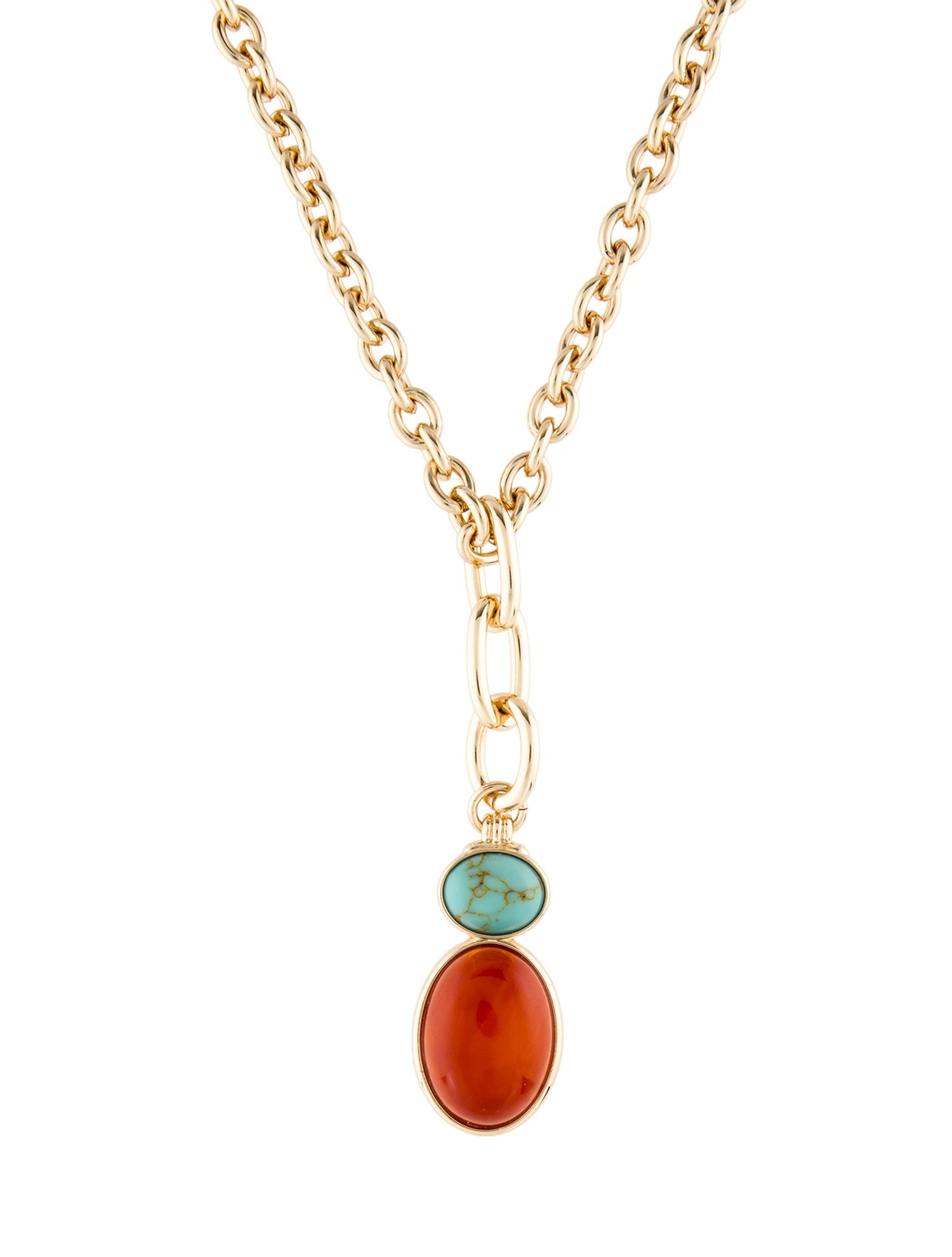 Roxanne Assoulin Blue & Brown Stones Chain Necklace