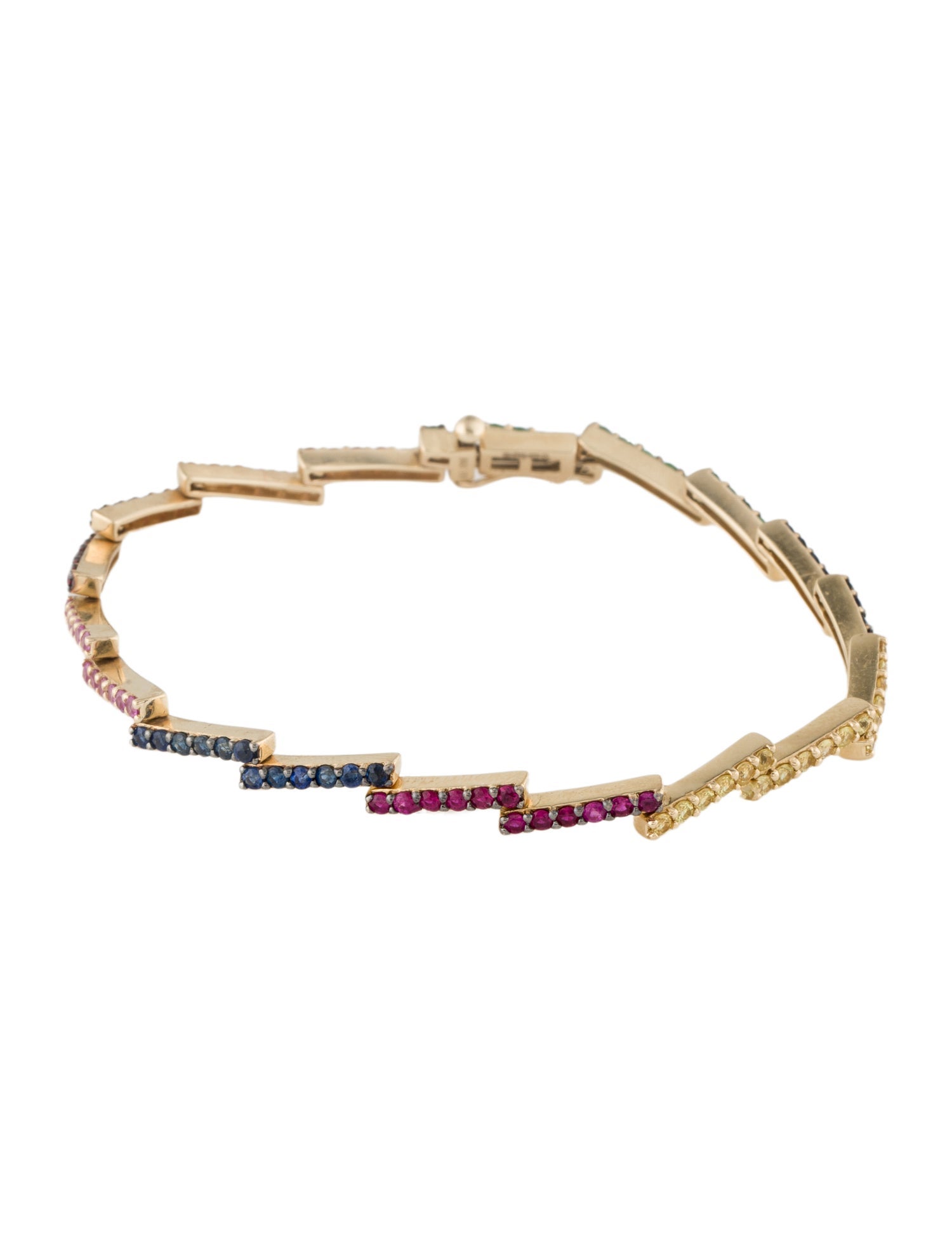 Roxanne First 14K Sapphire & Tsavorite Rainbow Link Bracelet