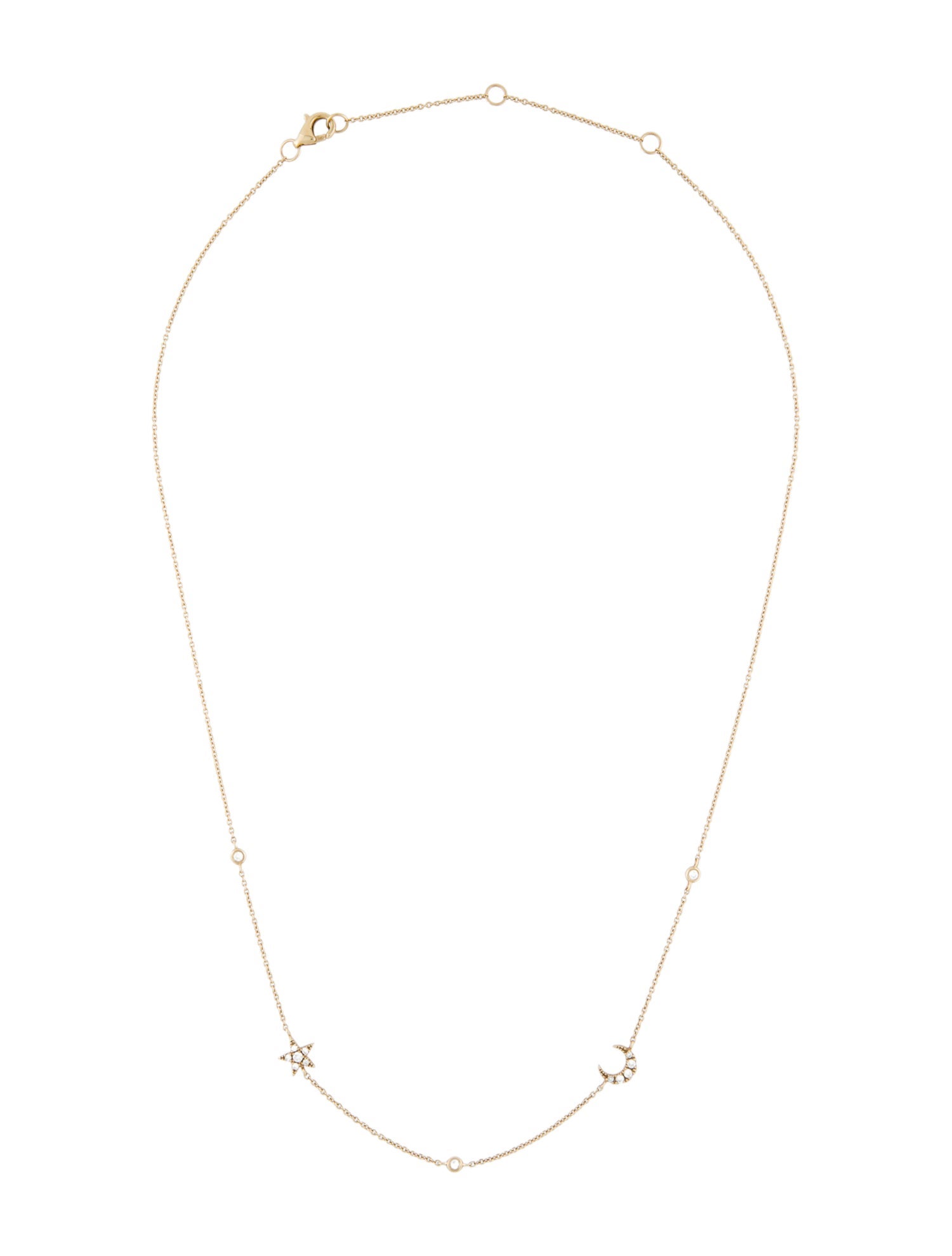 Roxanne First 14K Diamond Star and Moon Station Necklace