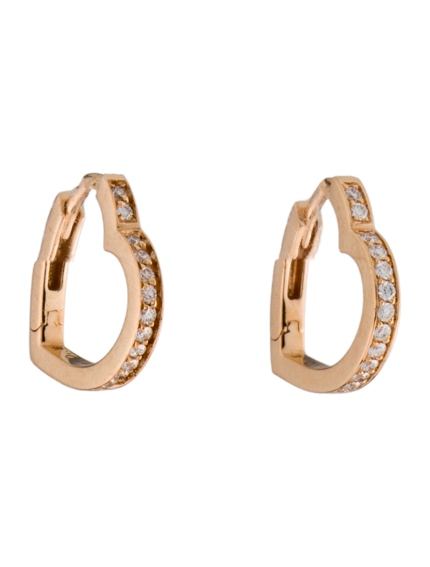 Repossi 18K Diamond Antifer Small Heart Hoop Earrings