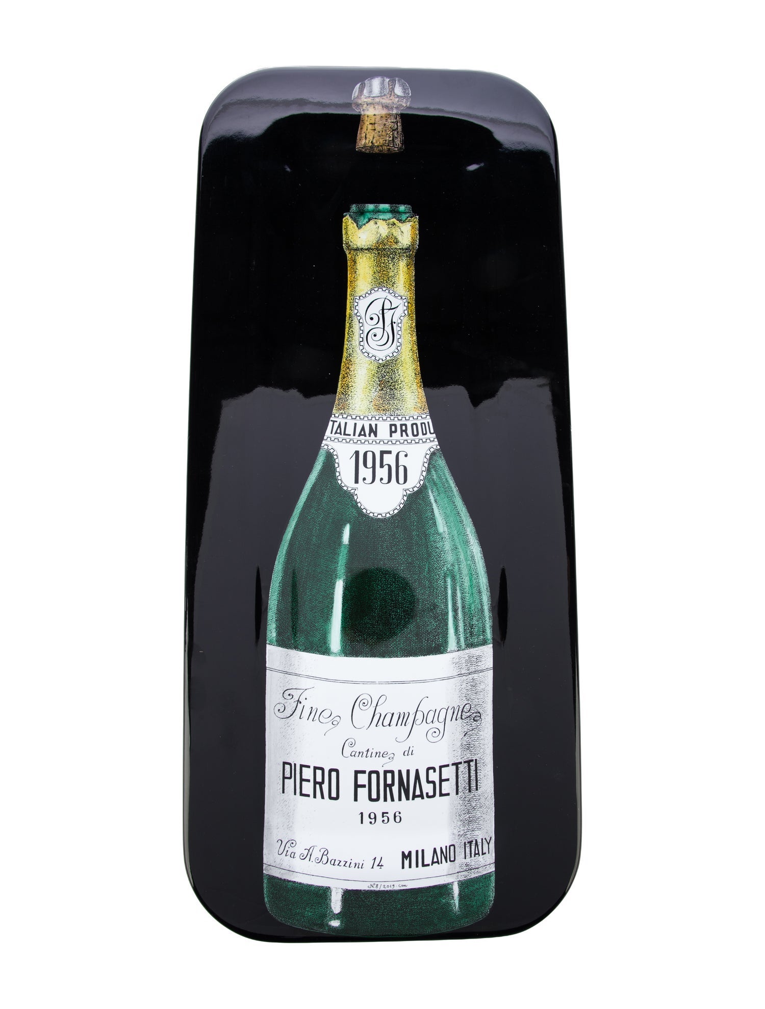 Fornasetti 'Champagne' Lacquered Wooden Tray