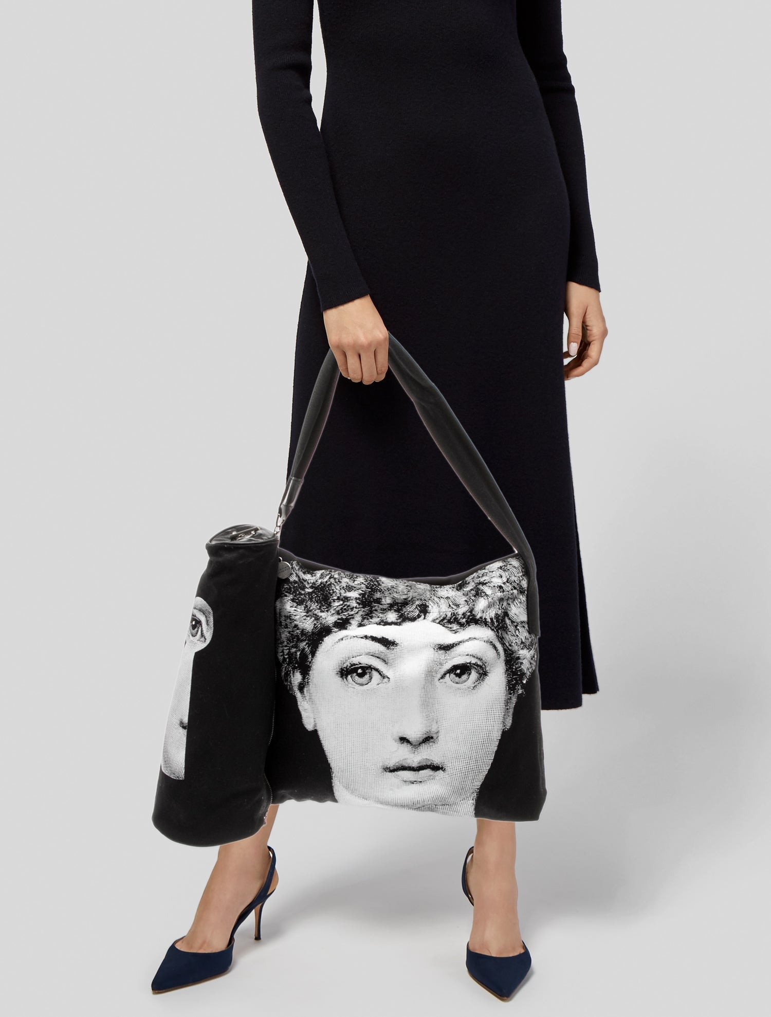 Fornasetti Canvas Top Handle Bag