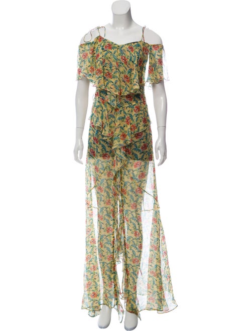 Raquel Diniz Printed Maxi Dress Yellow