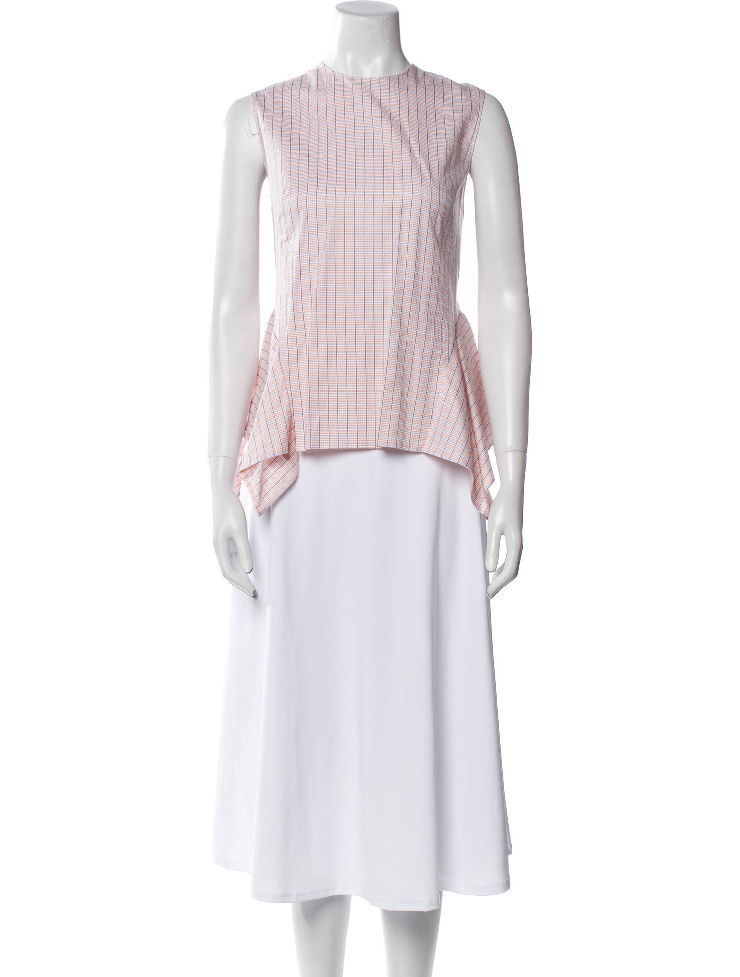 RR331 Plaid Print Crew Neck Blouse