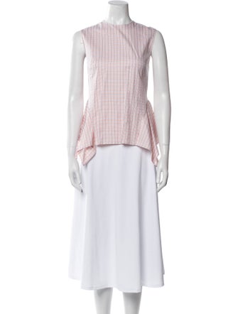 RR331 Plaid Print Crew Neck Blouse