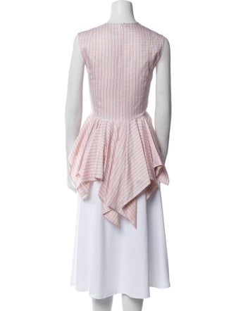 RR331 Plaid Print Crew Neck Blouse