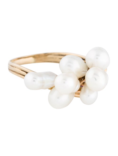 14K Pearl Cocktail Ring yellow