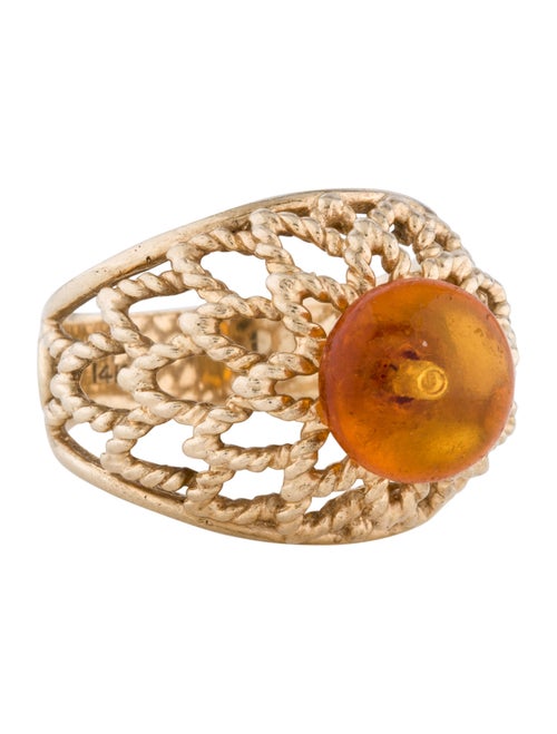 14K Amber Cocktail Ring yellow