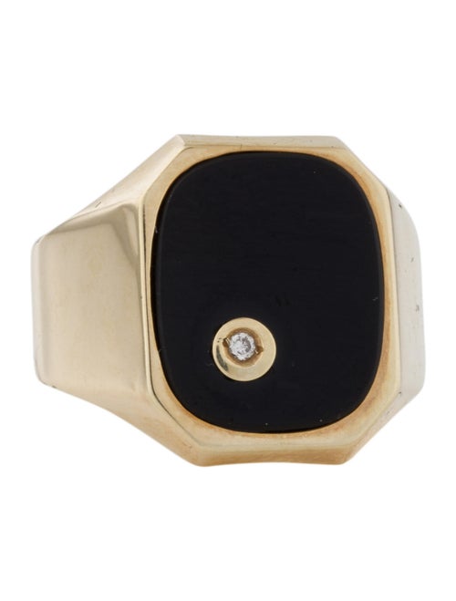 Ring 14K Onyx & Diamond Signet Ring yellow