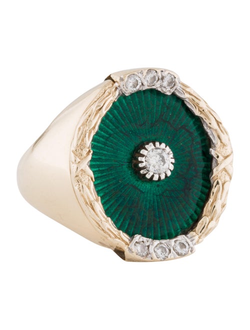 14K Diamond & Enamel Cocktail Ring yellow
