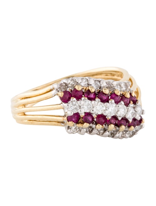 Ring 14K Diamond & Ruby Cocktail Ring yellow