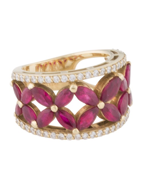 Ring 18K Ruby & Diamond Cocktail Ring yellow