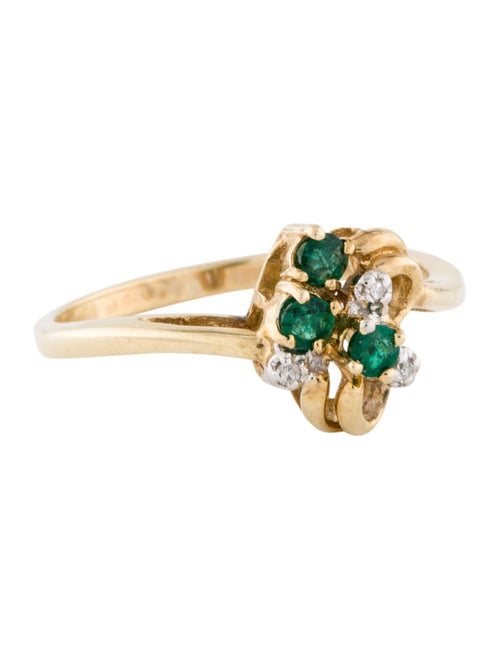 Ring 14K Emerald & Diamond Cocktail Ring yellow