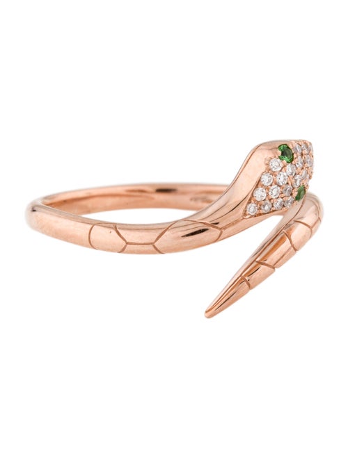 14K Tsavorite & Diamond Snake Cocktail Ring yellow