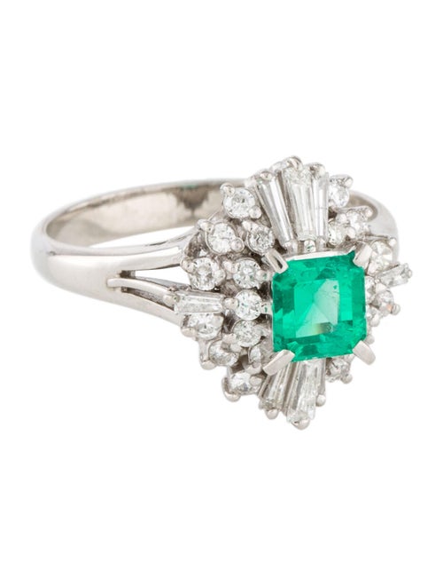 Platinum Emerald & Diamond Cocktail Ring