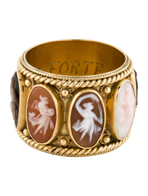 Ring 18K Mother of Pearl & Shell Cameo Band