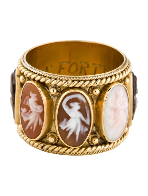 Ring 18K Mother of Pearl & Shell Cameo Band