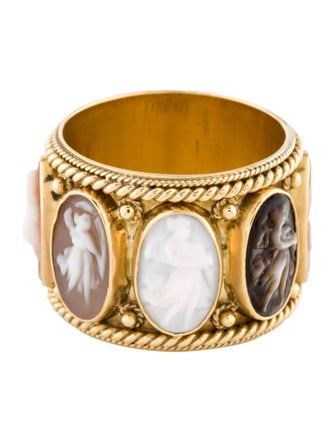 Ring 18K Mother of Pearl & Shell Cameo Band