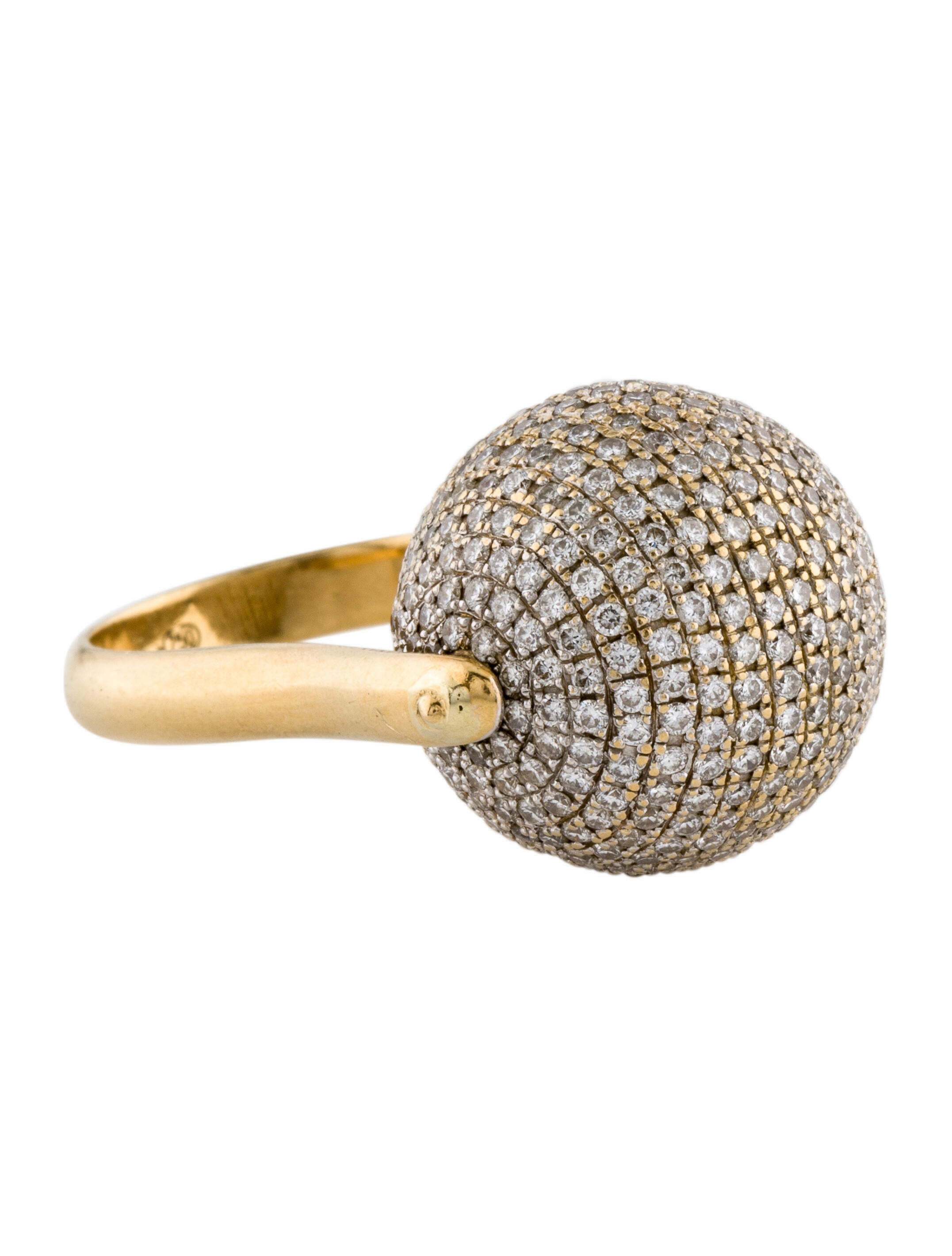 Ring 18K 3.84ctw Diamond Rolling Disco Ball Ring 18K Yellow Gold
