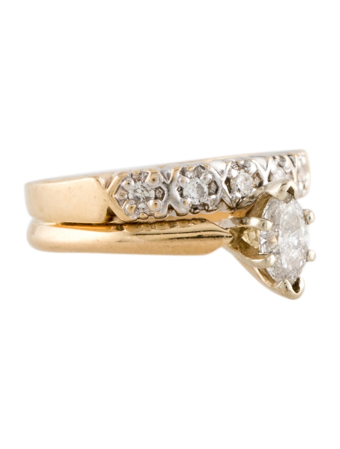 Ring 14K Soldered Wedding Set 14K Yellow Gold Wedding Set, Rings