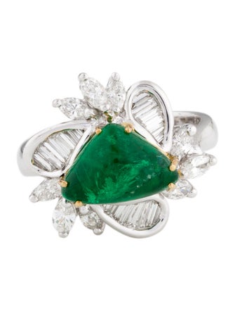 Ring 18K Emerald & Diamond Cocktail Ring
