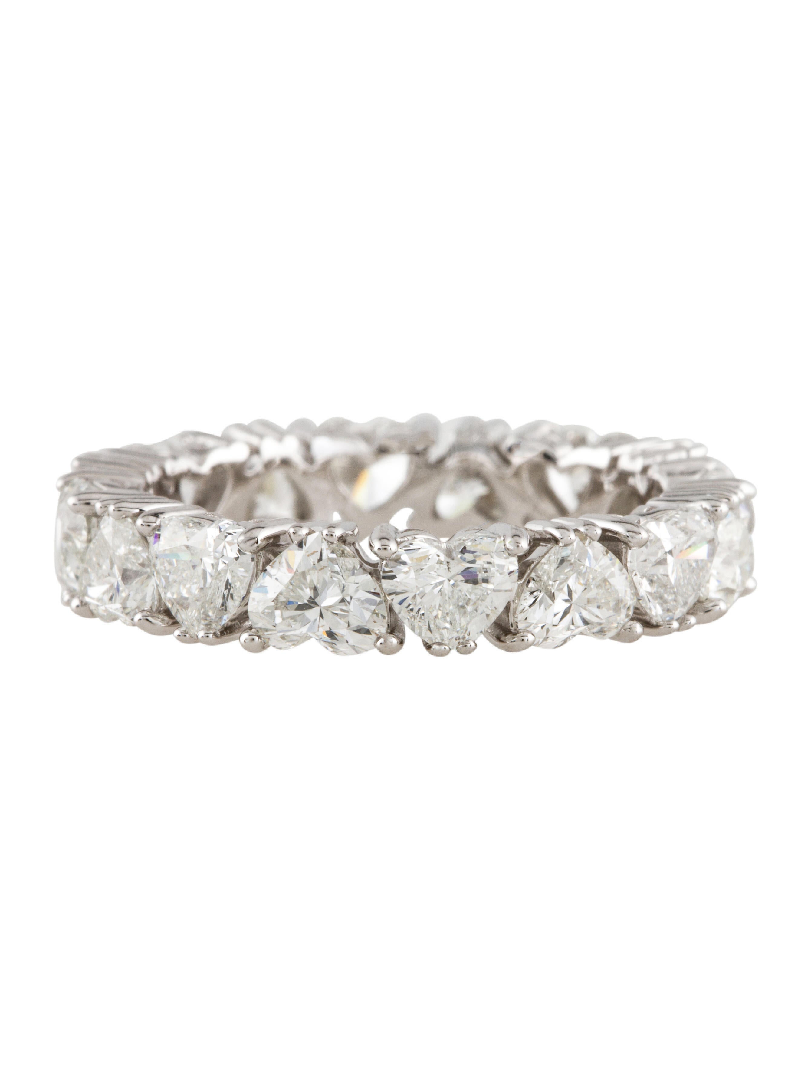 Necklace 18K 4.32ctw Heart Shaped Diamond Eternity Band 18K White Gold Eternity Band, Rings