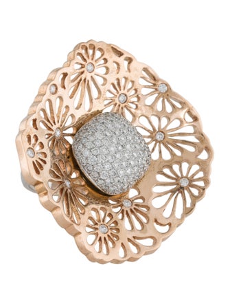 Ring Yessyan 18K Two-Tone Diamond Flower Cocktail Ring
