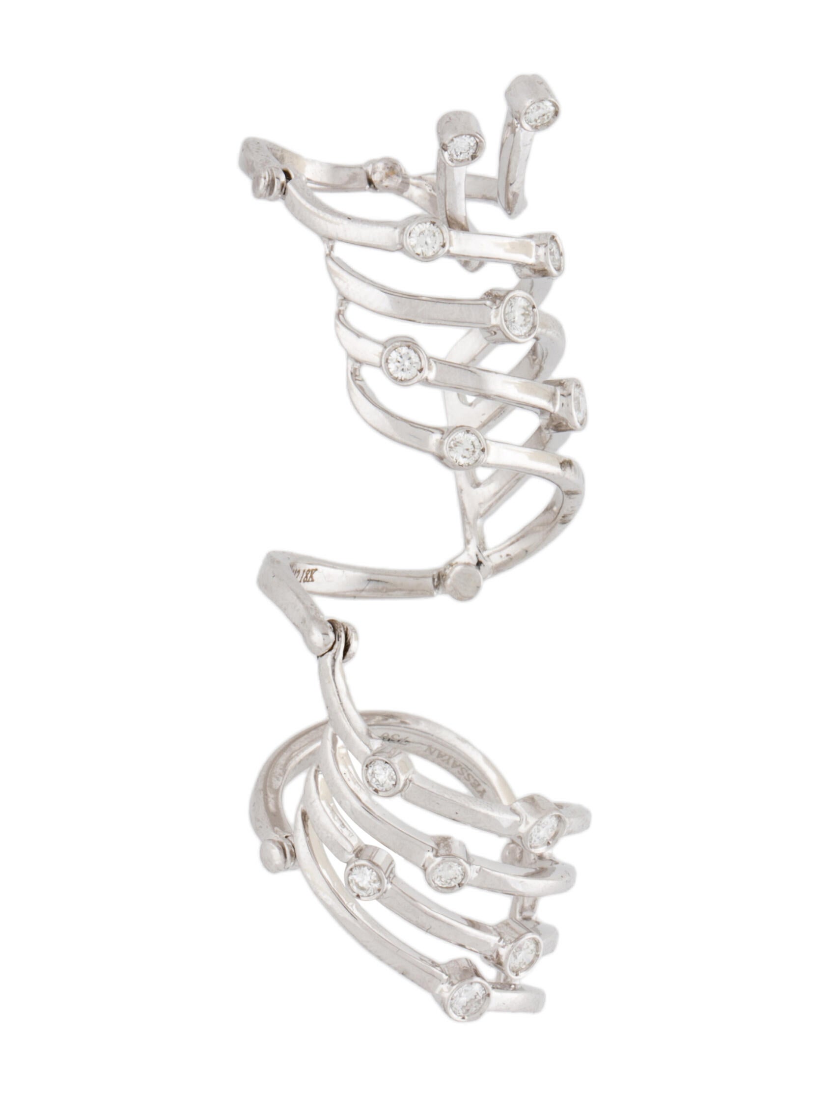 Tiffany & Co. 18K Diamond Atlas X Closed Narrow Ring RhodiumPlated