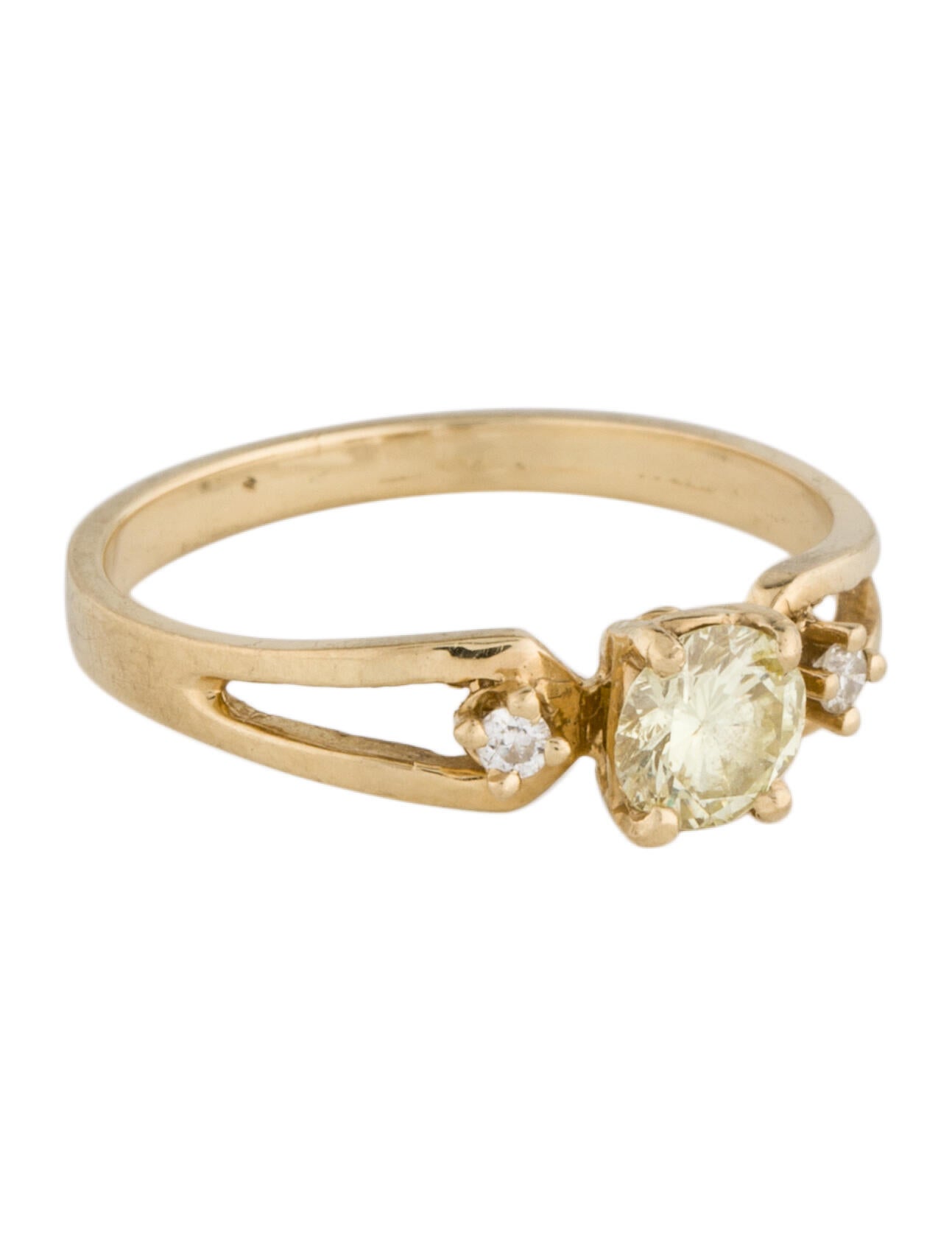 Ring 14K Diamond Engagement Ring 14K Yellow Gold Engagement Ring