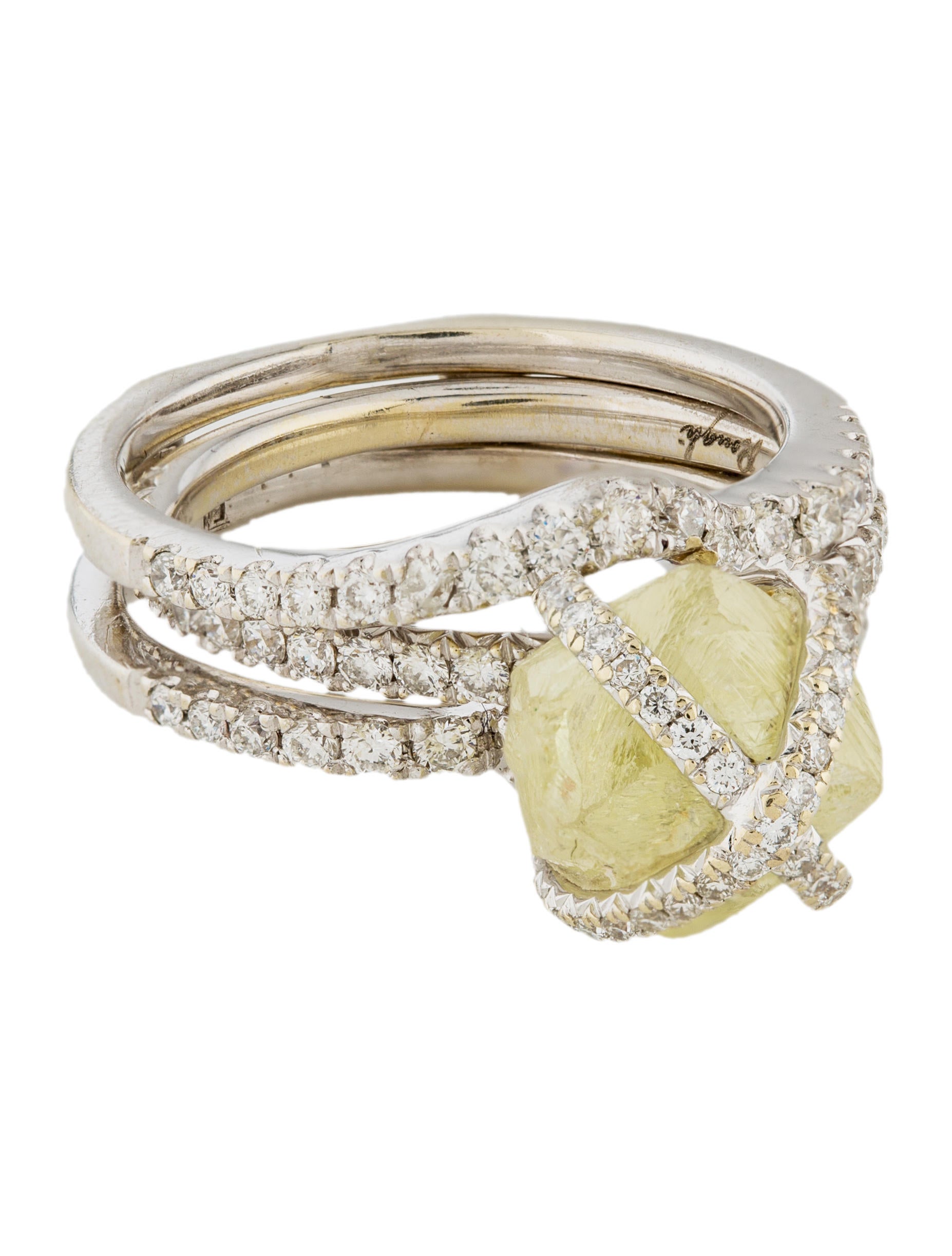 Ring Diamond in the Rough Wedding Set