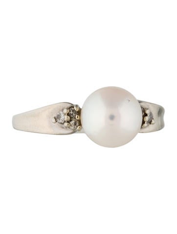 14K Pearl and Diamond Ring