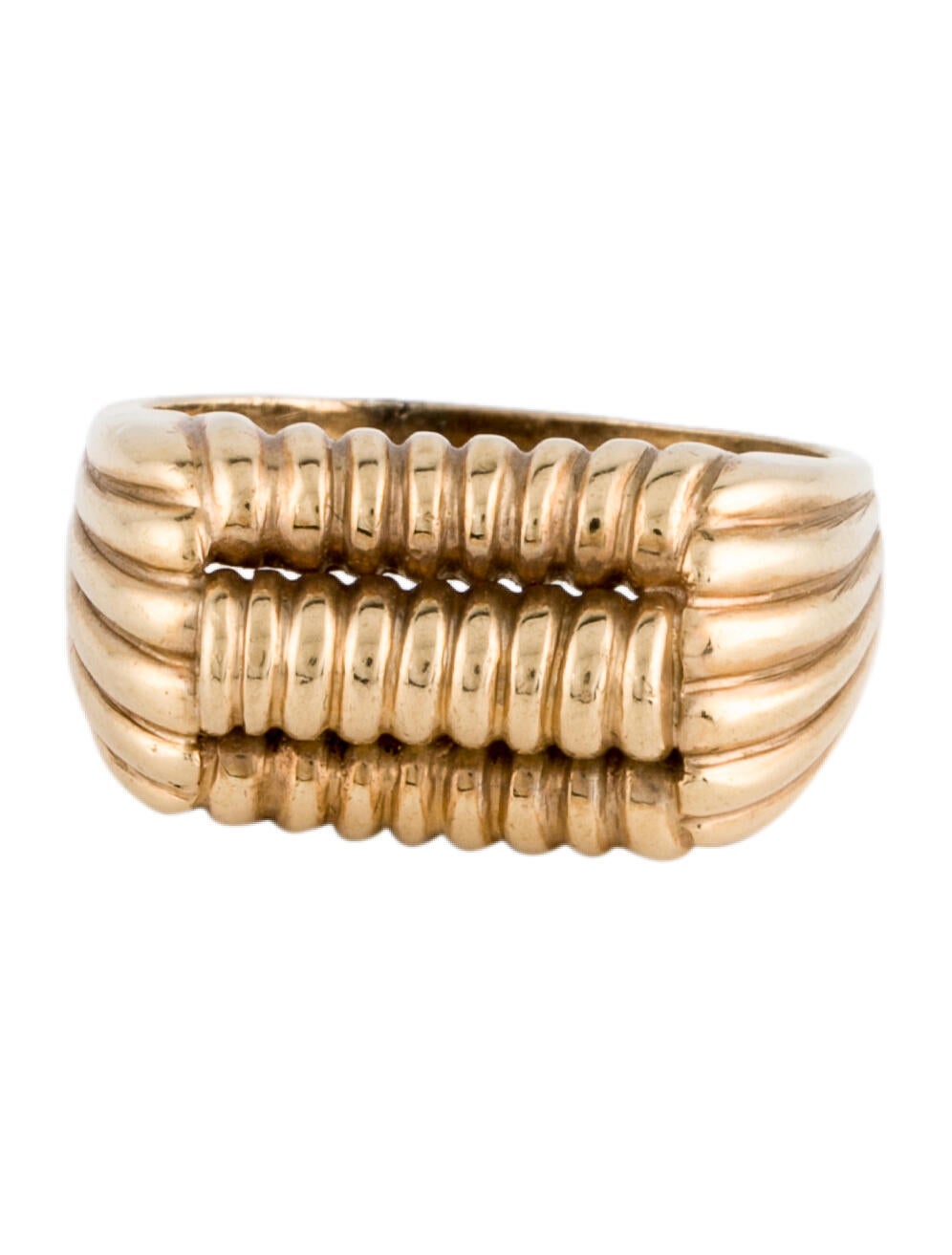 Ring 14K Corrugated Signet Ring - 14K Yellow Gold Band, Rings ...