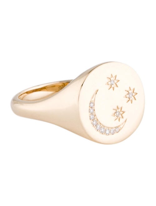 Ring 14K Diamond 'Star & Moon' Signet Ring